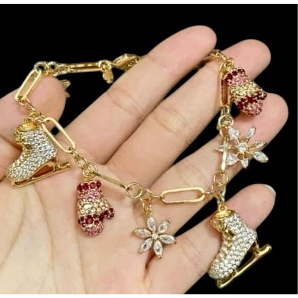 Kate Spade NWT Winter charm bracelet - Ice Skate, Snowflake, Mitten - Picture 8 of 9
